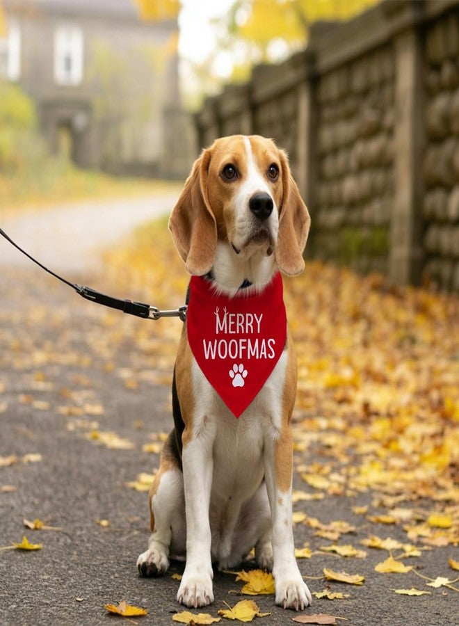 ZPPRJF Merry Woofmas Dog Bandana, Cute Christmas Dog Bandana, Red Adjustable Comfortable Triangle Pet Scarf with Paw Prints Pattern, Christmas Pet Gift for Small Medium Dogs - Image 5